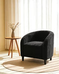 GarveeHome Accent Chair Living Room Chairs Barrel Boucle Chairs Comfy Armchairs for Bedroom Reading Room Reception Chairs(Black)