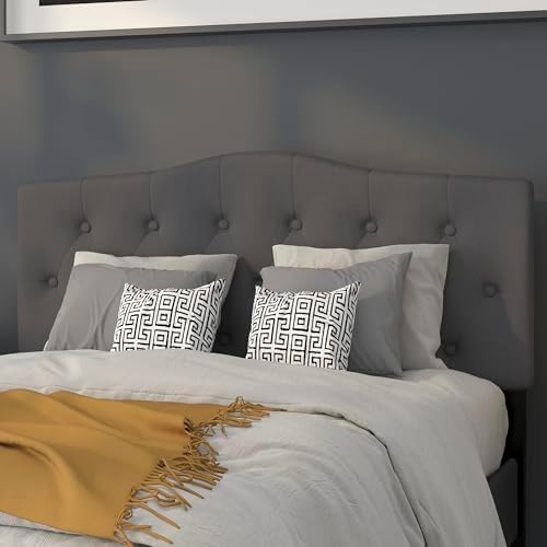 EMMA + OLIVER Dark Gray Full Tufted Headboard