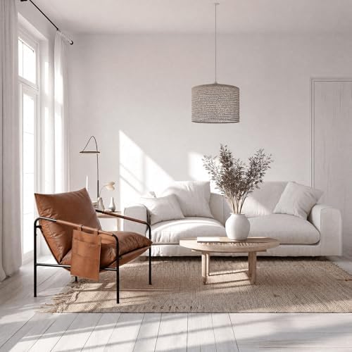 TOLVIN Modern Accent Chair, Comfy Armchair, Waterproof Living Room Chair with Storage Pocket,Upholstered Lounge Chairs with Metal Frame for Reading Nook, Bedroom, Dorm, Office, Brown