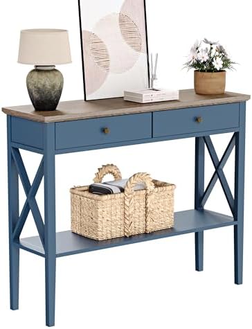 ChooChoo 39" Entryway Table with Drawers and Storage Shelf