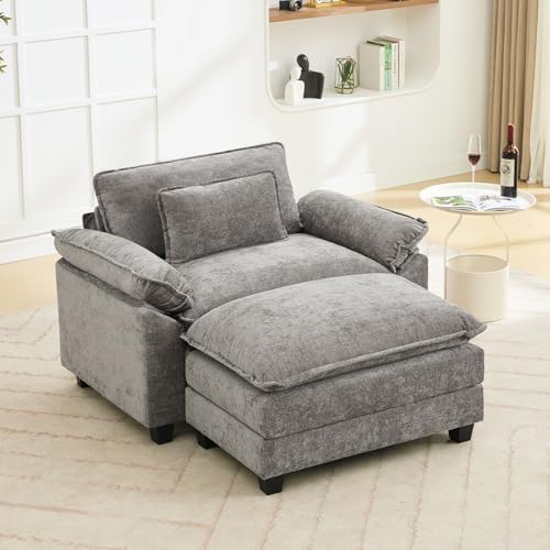 Oprisen 53" Modular Sectional Sofa, Comfy Deep Cloud Couch with Ottoman
