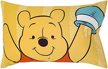 Disney Winnie The Pooh Funny Friends Aqua, Gold, Blue and Orange, Tigger, Eeyore and Piglet 4 Piece Toddler Bed Set - Comforter, Fitted Bottom Sheet, Flat Top Sheet, and Reversible Pillowcase