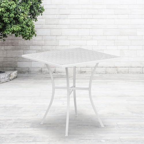 Flash Furniture 28" Square Patio Table, White