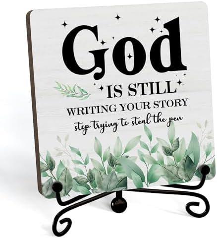 Home Decor, Farmhouse Shelf Decor For Living Room, Boho Aesthetic Table Decorations, Christian Gifts For Women Men, Entryway Tv Stand Fireplace Mantle Coffee Table Decoration (story-06)