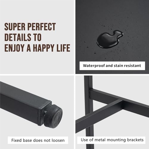 44.5" Bar Table, Pub Table with Adjustable Feet Floor Protector, Narrow Rectangular Kitchen Counter Dining Tables, Sofa High Top Tables with Sturdy Metal Legs, Black