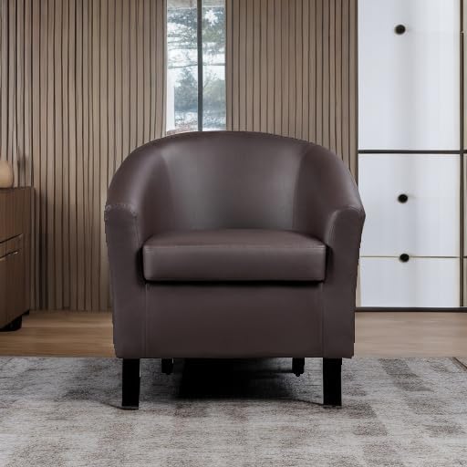 Topeakmart Faux Leather Accent Chair, 300 lb Cap, Espresso
