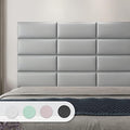 Art3d 4-Pack Peel and Stick Upholstered Headboard, 9.85 x 23.62 in, Grey