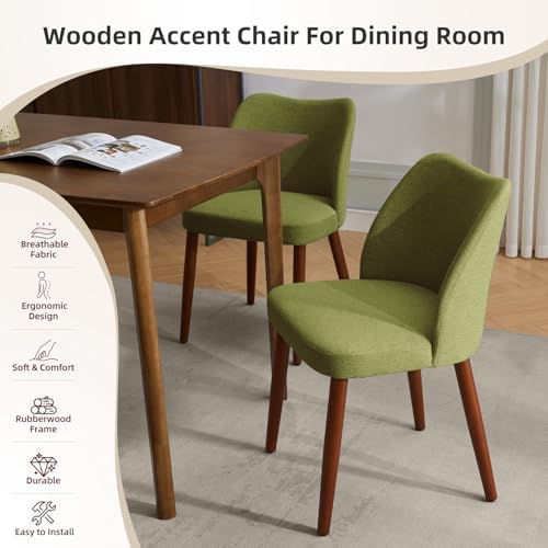 GarveeHome Wooden Dining Chair Set of 4 Upholstered Fabric Dining Chair