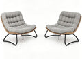 Outdoor Loveseat 2-Seat Wicker Rattan Boho Patio Sofa Grey 2PC