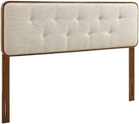 Modway MOD-6233-WAL-BEI Collins Tufted Full Fabric and Wood Headboard, Walnut Beige