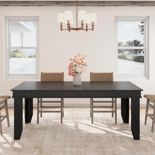 GarveeHome Farmhouse Dining Table for 6-8 People, 71" Long Kitchen Tables