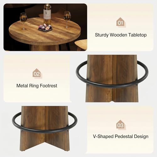 Tribesigns Round Bar Table Set of 3