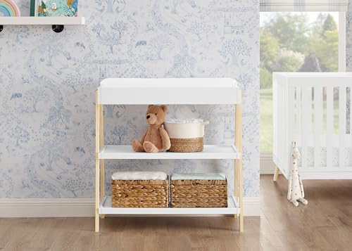Delta Children Scout Changing Table - Greenguard Gold Certified, Bianca White/Natural