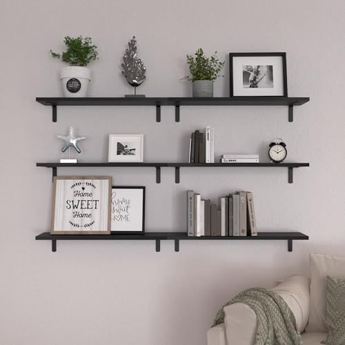 WOPITUES 24'' Long Floating Shelves for Wall Decor & Storage, Black