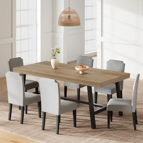 Garvee 71" Sturdy Kitchen Table, Farmhouse Dining Table, Rustic Pear