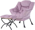 Tiita Lazy Chair with Ottoman, Comfy Reading Accent Chair, Light Purple