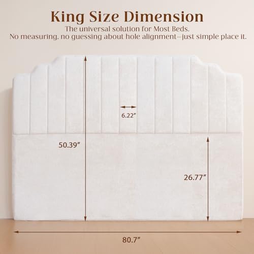 King Headboard, Beige Upholstered Headboard for Bed, No Assembly