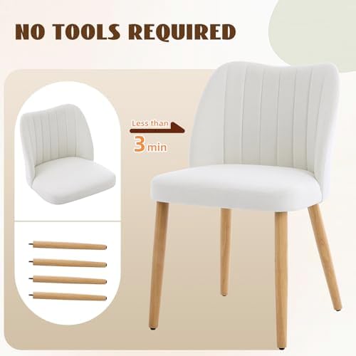 GarveeHome Dining Chairs Set of 4 with Cozy Backrest/Wooden Legs