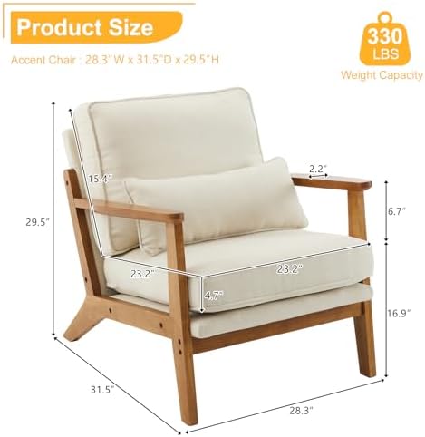 Karl home Mid-Century Lounge Accent Chair, Beige
