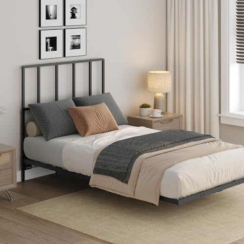 MAHANCRIS Headboard Twin Size, Metal Headboards with Universal Adapters, Adjustable Height, Modern Head Board Twin Size Only for Bedroom, Black