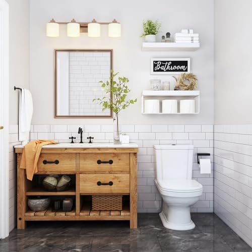 QEEIG ‎Bathroom Shelves with Decor Sign (White, 15.7")