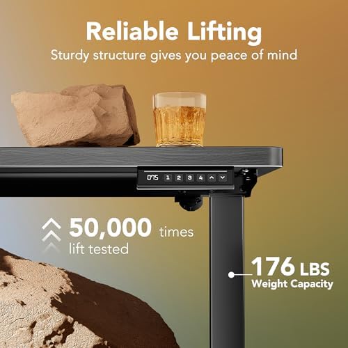 HUANUO 48x24 Inch Electric Standing Desk, Height Adjustable, Grey