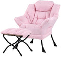 Tiita Lazy Chair with Ottoman, Comfy Reading Accent Chair, Pink