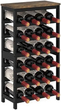 MOGELAFOO 6 Tier Bamboo Wine Rack Freestanding Floor, 24 Bottles Wine Storage Shelves with Table Top, Stackable Wine Display Rack for Kitchen, Bar, Dining Room, Rustic Brown and Black