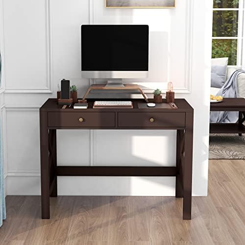 ChooChoo 39.4 Inches Farmhouse Computer Desk with 2 Drawers