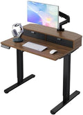 HUANUO 32 x 21 Standing Desk with 2 Drawers, C-Clamp Compatible, Walnut