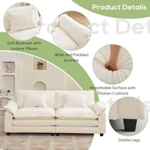 Oprisen 86" Modular Sectional Sofa, Comfy Loveseat Deep Cloud Couch