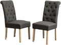 Roundhill Furniture Habit Solid Wood Tufted Parsons Charcoal Dining Chair, Set of 2