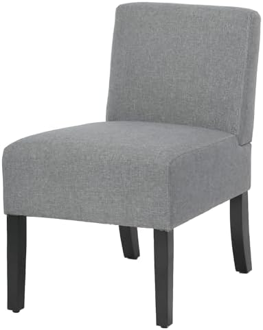PayLessHere Modern Armless Accent Chairs - Solid Wood Legs, Slipper Chair for Living Room, Grey