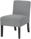 PayLessHere Modern Armless Accent Chairs - Solid Wood Legs, Slipper Chair for Living Room, Grey