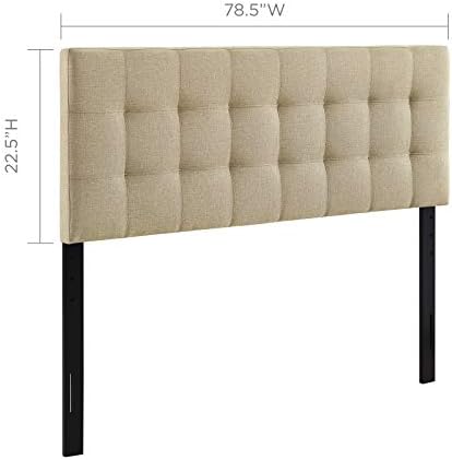 Modway Lily Tufted Linen Fabric Upholstered King Headboard in Beige