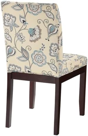 OSP Home Furnishings Dakota Upholstered Parsons Dining Chair with Espresso Finish Wood Legs, Avignon Sky