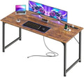 PRAISUN 55 X 20 Inch Computer Desk, Power Outlets, USB-C, Rustic Brown