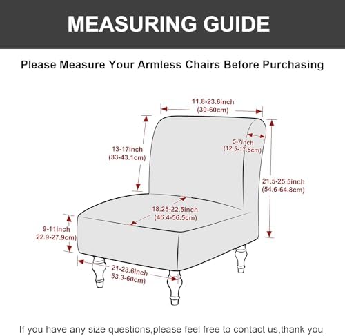 Eco-Ancheng Armless Chair Slipcover Removable Armless Accent Chairs Covers Washable Armless Slipper Chair Slipcover Printed Armless Chair Furniture Protector Covers for Living Dining Room Hotel,22