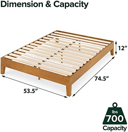 Zinus OLB-PWPBBO-12F 12 Inch Deluxe Wood Platform Bed / No Boxspring Needed / Wood Slat Support / Rustic Pine Finish, Full