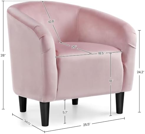 Yaheetech Compact Velvet Accent Chairs Set of 2 for Bedroom, Pink
