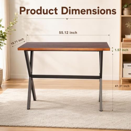 Bar Table, 55.2"L×41.3"H, Rectangular Console Table for Narrow Space, X-leg
