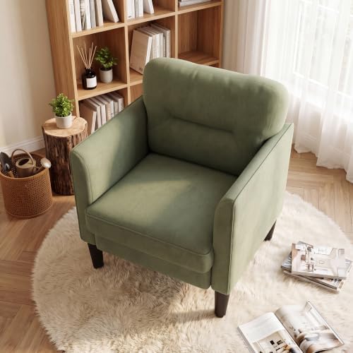 Kromax Accent Chair for Living Room, Comfy Upholstered Armchair, Green