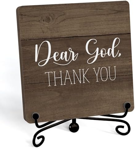 Modern Farmhouse Decor, Home Decor For Living Room, Boho Chic Aesthetic Shelf Decorations, Christian Rutsic Dear God Sign, Farm House Entryway Tv Stand Fireplace Coffee Table Decoration (07)