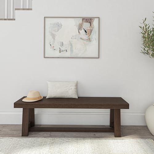 Plank+Beam Classic Dining Bench, 60 Inch, Walnut Wirebrush