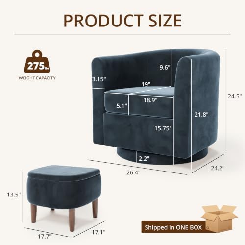 360° Swivel Accent Chair with Storage Ottoman