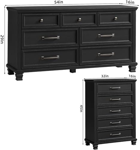 SAVOR LIFE Farmhouse Dresser Set of 2, Black