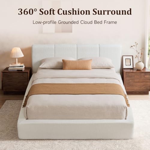 DNYN Queen Cloud Bed Frame with Cushion Headboard and 360° Foam Surround