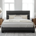 Allewie King Size Platform Bed Frame with Fabric Upholstered Headboard Gray
