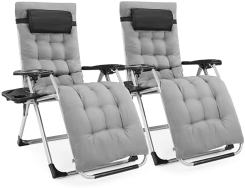 NEWBULIG Zero Gravity Chairs Set of 2 with Cup Holder Trays