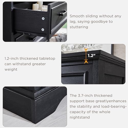 ACCOHOHO Farmhouse 8 Drawers Dresser Chests for Bedroom, Black